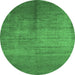 Round Abstract Emerald Green Contemporary Rug, con1228emgrn