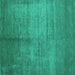 Square Abstract Turquoise Contemporary Rug, con1228turq