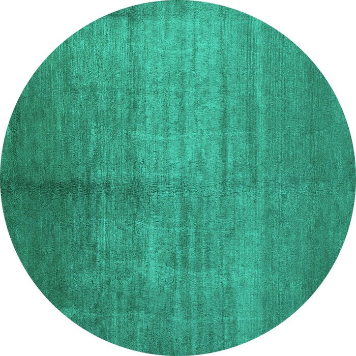 Round Machine Washable Abstract Turquoise Contemporary Area Rugs, wshcon1228turq