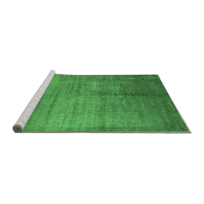 Sideview of Machine Washable Abstract Emerald Green Contemporary Area Rugs, wshcon1228emgrn