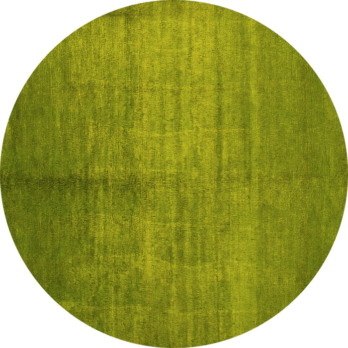 Round Machine Washable Abstract Yellow Contemporary Rug, wshcon1228yw