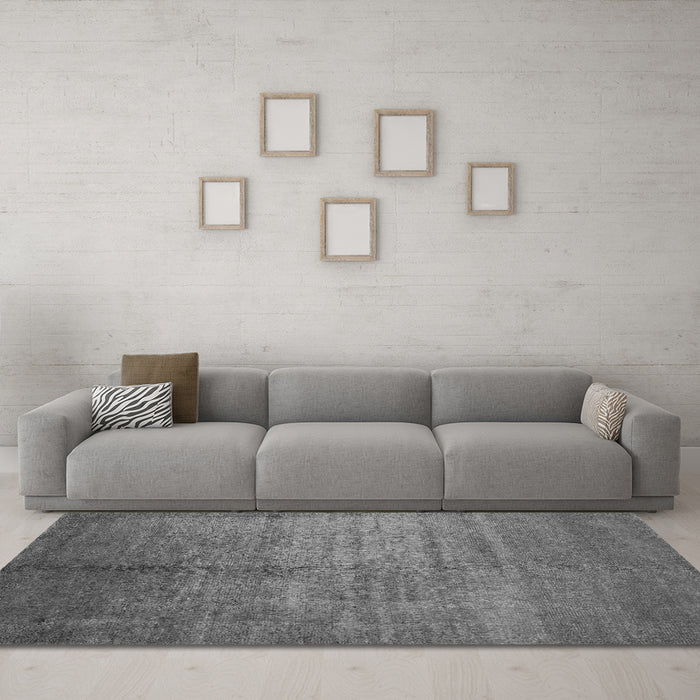 Machine Washable Abstract Gray Contemporary Rug in a Living Room,, wshcon1228gry