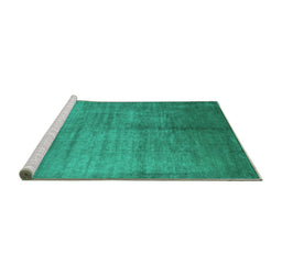 Sideview of Machine Washable Abstract Turquoise Contemporary Area Rugs, wshcon1228turq