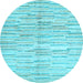 Round Machine Washable Abstract Light Blue Contemporary Rug, wshcon1229lblu