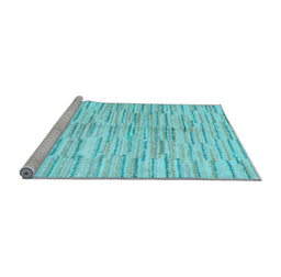 Sideview of Machine Washable Abstract Light Blue Contemporary Rug, wshcon1229lblu