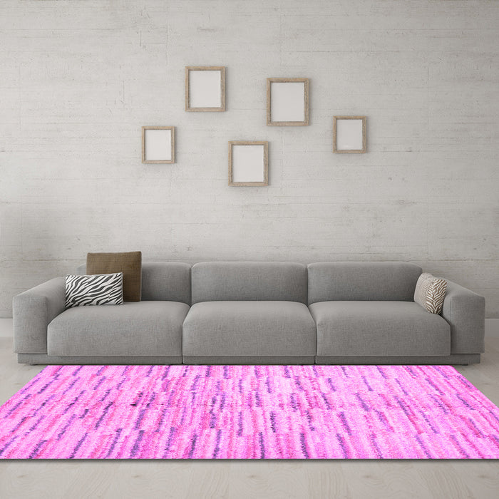 Machine Washable Abstract Pink Contemporary Rug in a Living Room, wshcon1229pnk