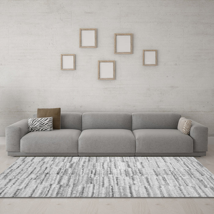 Machine Washable Abstract Gray Contemporary Rug in a Living Room,, wshcon1229gry