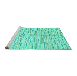 Sideview of Machine Washable Abstract Turquoise Contemporary Area Rugs, wshcon1229turq