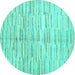 Round Machine Washable Abstract Turquoise Contemporary Area Rugs, wshcon1229turq