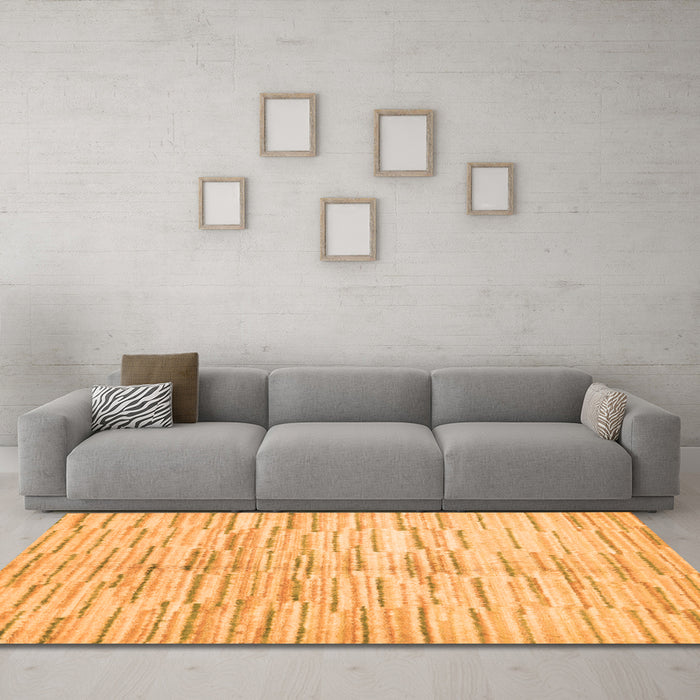 Machine Washable Abstract Orange Contemporary Area Rugs in a Living Room, wshcon1229org