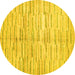 Round Abstract Yellow Contemporary Rug, con1229yw