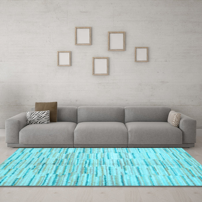 Machine Washable Abstract Light Blue Contemporary Rug in a Living Room, wshcon1229lblu