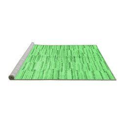 Sideview of Machine Washable Abstract Emerald Green Contemporary Area Rugs, wshcon1229emgrn