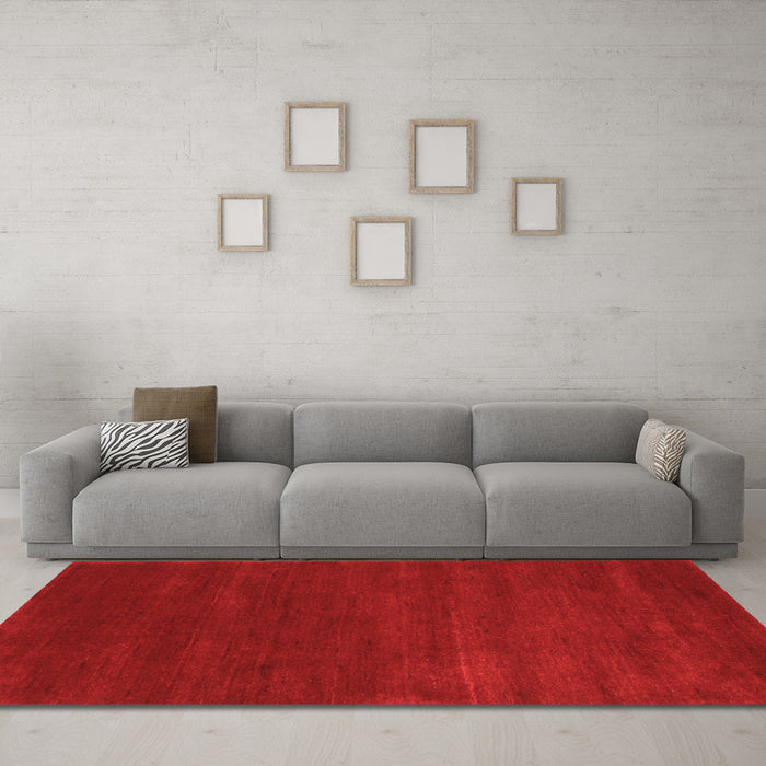 Machine Washable Abstract Orange Contemporary Area Rugs in a Living Room, wshcon122org