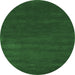 Round Machine Washable Abstract Emerald Green Contemporary Area Rugs, wshcon122emgrn