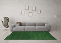 Machine Washable Abstract Emerald Green Contemporary Area Rugs in a Living Room,, wshcon122emgrn