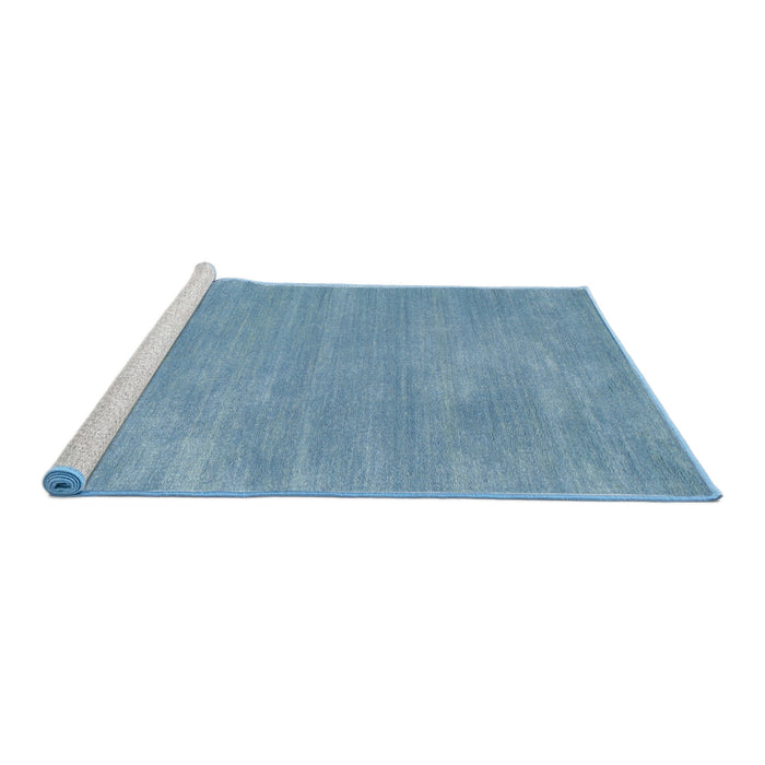 Serging Thickness of Machine Washable Contemporary Denim Blue Rug, wshcon123