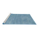 Serging Thickness of Machine Washable Contemporary Denim Blue Rug, wshcon123