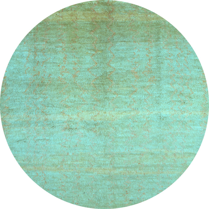 Round Abstract Light Blue Contemporary Rug, con1230lblu