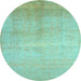 Round Abstract Light Blue Contemporary Rug, con1230lblu