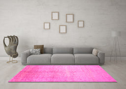 Machine Washable Abstract Pink Contemporary Rug in a Living Room, wshcon1230pnk