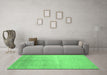 Machine Washable Abstract Emerald Green Contemporary Area Rugs in a Living Room,, wshcon1230emgrn