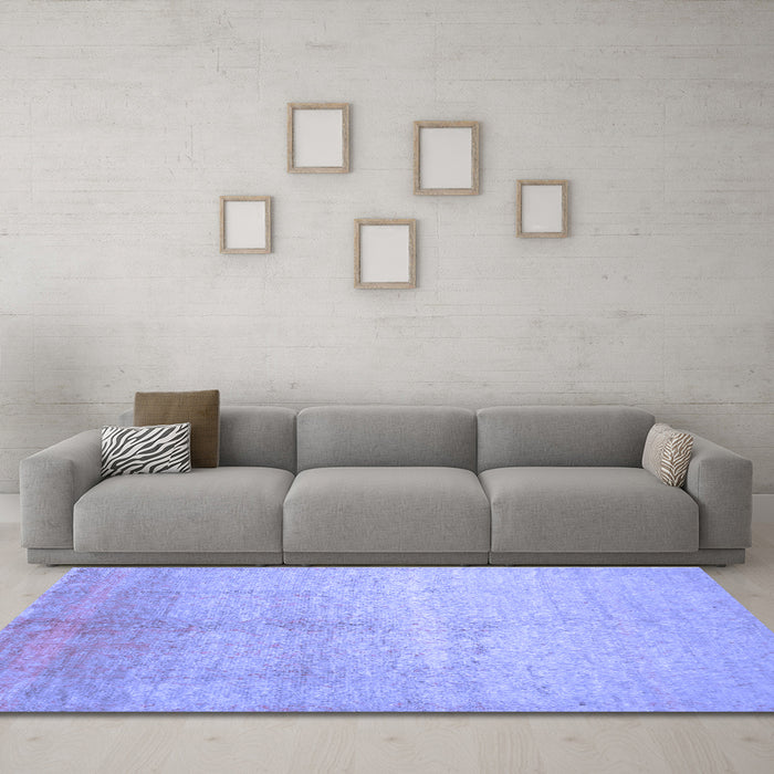 Machine Washable Abstract Blue Contemporary Rug in a Living Room, wshcon1230blu