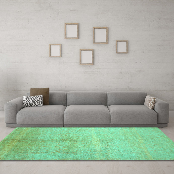 Machine Washable Abstract Turquoise Contemporary Area Rugs in a Living Room,, wshcon1230turq
