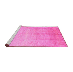 Sideview of Machine Washable Abstract Pink Contemporary Rug, wshcon1230pnk