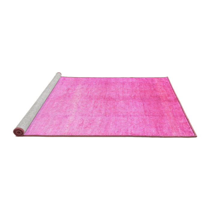 Sideview of Machine Washable Abstract Pink Contemporary Rug, wshcon1230pnk