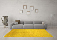 Machine Washable Abstract Yellow Contemporary Rug, wshcon1230yw