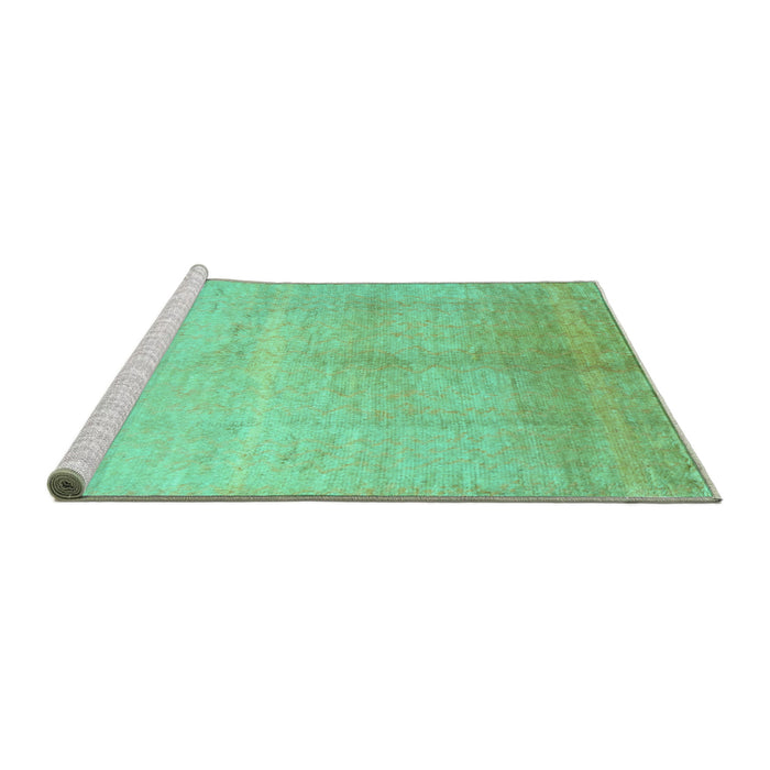 Sideview of Machine Washable Abstract Turquoise Contemporary Area Rugs, wshcon1230turq