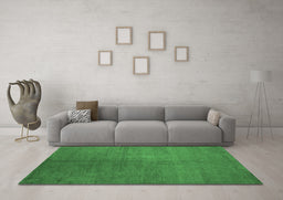 Machine Washable Abstract Emerald Green Contemporary Area Rugs in a Living Room,, wshcon1231emgrn