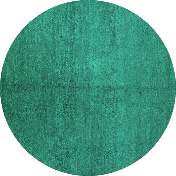 Round Machine Washable Abstract Turquoise Contemporary Area Rugs, wshcon1231turq