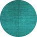 Round Abstract Light Blue Contemporary Rug, con1231lblu