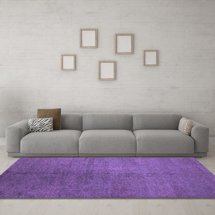 Machine Washable Abstract Purple Contemporary Area Rugs in a Living Room, wshcon1231pur