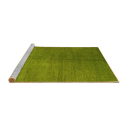 Sideview of Machine Washable Abstract Yellow Contemporary Rug, wshcon1231yw