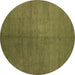 Round Abstract Brown Contemporary Rug, con1231brn