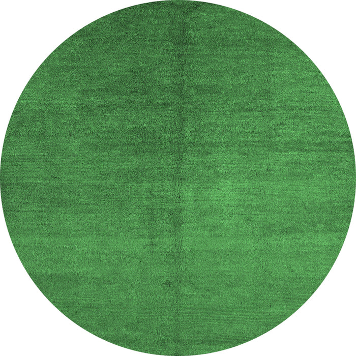 Round Abstract Emerald Green Contemporary Rug, con1231emgrn