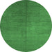 Round Abstract Emerald Green Contemporary Rug, con1231emgrn