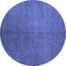 Round Abstract Blue Contemporary Rug, con1231blu