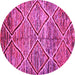 Round Abstract Pink Contemporary Rug, con1232pnk