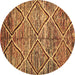 Round Abstract Brown Contemporary Rug, con1232brn