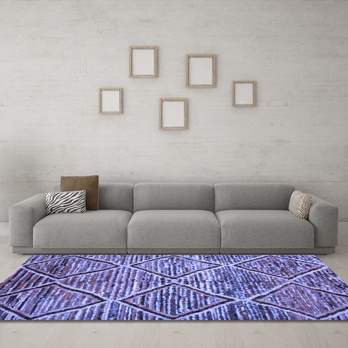 Machine Washable Abstract Blue Contemporary Rug in a Living Room, wshcon1232blu