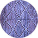 Round Machine Washable Abstract Blue Contemporary Rug, wshcon1232blu