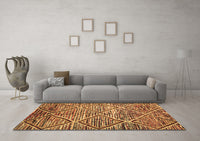 Machine Washable Abstract Brown Contemporary Rug, wshcon1232brn