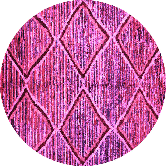 Round Machine Washable Abstract Pink Contemporary Rug, wshcon1232pnk