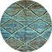 Round Machine Washable Abstract Light Blue Contemporary Rug, wshcon1232lblu