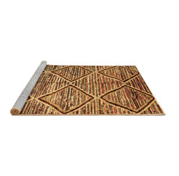 Sideview of Machine Washable Abstract Brown Contemporary Rug, wshcon1232brn