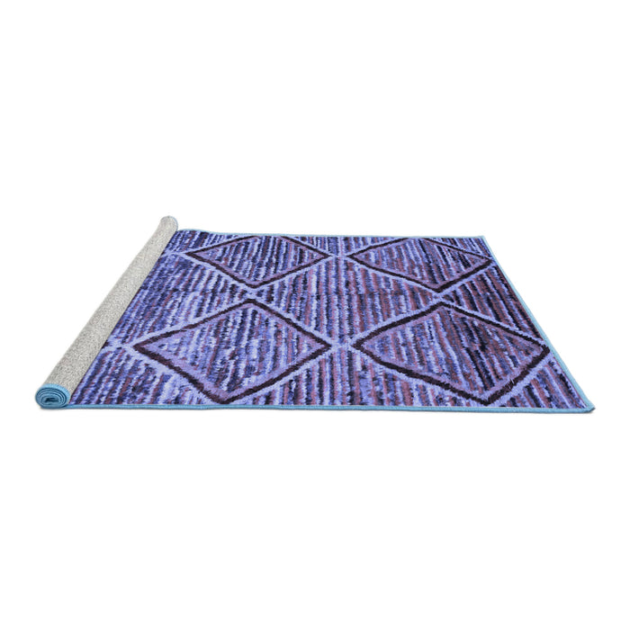 Sideview of Machine Washable Abstract Blue Contemporary Rug, wshcon1232blu